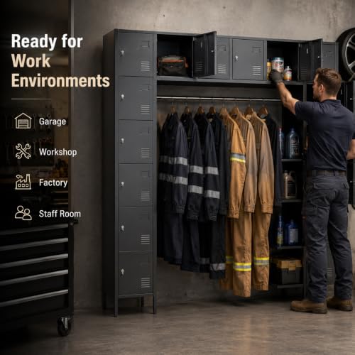 Garvee 16 Door Metal Locker Cabinet, 72" Tall Steel Storage Cabinet