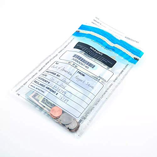 6x9 inch Deposit Bags Cash Handling Bank Deposit Bags Tamper Evident Cash Register Bags with Barcodes, Tear-Off Receipt 400 Pack