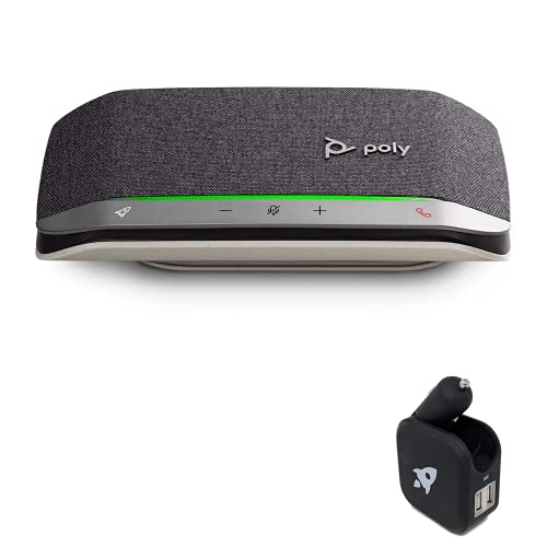 Global Teck Worldwide GTW Bundle with Poly SYNC 20 USB-A Speakerphone w/Charger - for Streaming Voice/Video, Distance Learning, Remote Work, School,Conferencing Apps - Zoom, Webex, Meet, Teams