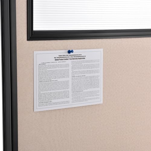 Global Industrial Office Partition Panel with Partial Window, 60-1/4"W x 60" H, Tan