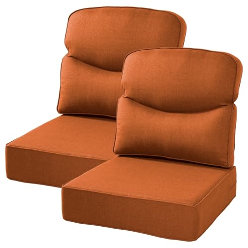 6 in Extra Thick Indoor Outdoor Patio Seat Cushions & Back Pillow Set of 2