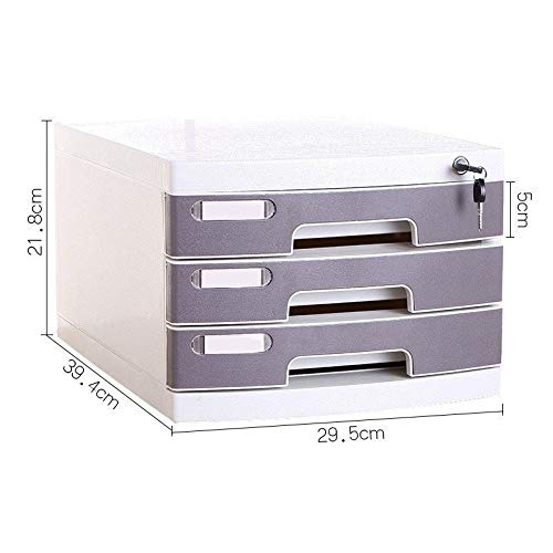 noxozoqm Flat File Cabinets, Lockable Drawer-Type Information Cabinet Office A4 Storage, with Multiple Drawers Grey (Size : 3-Layers)