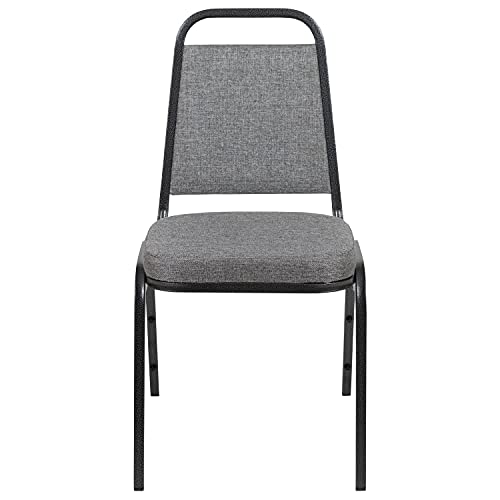 EMMA + OLIVER Gray Fabric Trapezoidal Back Stacking Banquet Chair
