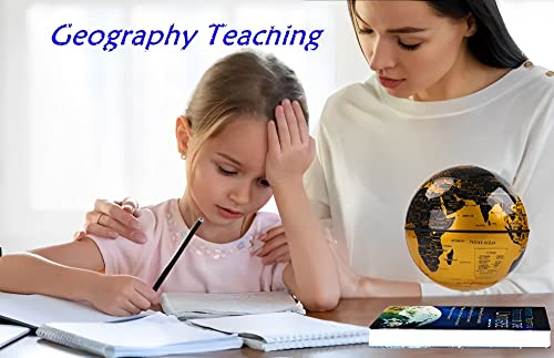 levitating globe,floating globe,cool stuff,360 degree rotation World Map Office Decor with LED Light Base,Gift for Men Father Boys,Spinning Globe Desk Levitating Decoration（gold）