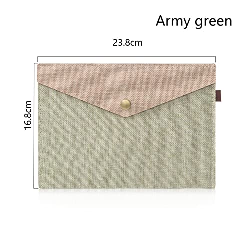 Filing Envelopes A4/A5 Document Bag Canvas Felt File Briefcase Paper Holder File Folder Simple Portable Organizer Students Stationery Supplies 2 pcs Plastic Folders (Color : Army Green S)