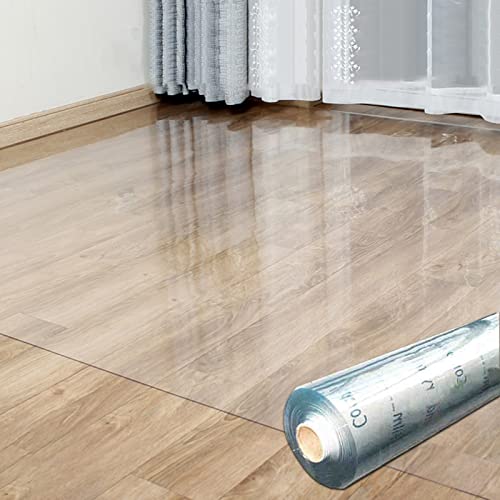 Transparent Plastic Carpet Protector Clear Vinyl Floor Protector Runner Roll, Heavy Duty Office Chair Mat for Wood Floors/ Tile Floor/ Laminate Flooring, Rectangle Skid Resistant Front Door Mat ( Colo