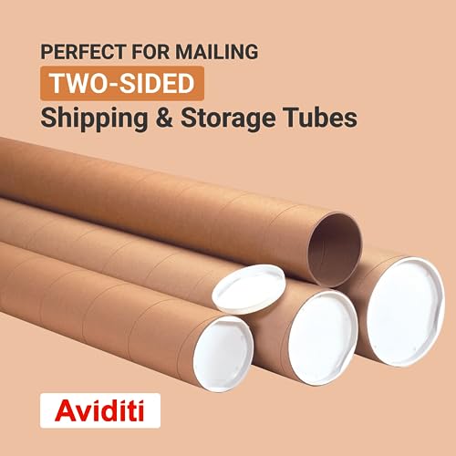 BOX USA Cardboard Tubes with Caps, 20"L x 2.5"W x 2.5"H, Pack of 34 | Poster Tube for Mailing and Storage of Blueprints, Artwork, Crafts, Long Art Holder, 20 inches