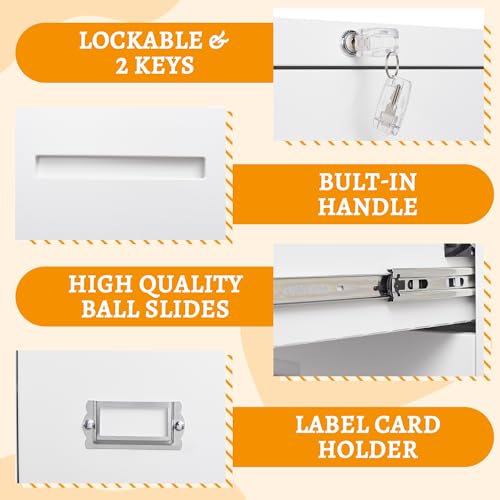 4 Drawer File Cabinet with Lock, Furniture Parts, Steel Wide Filing Organization Storage Cabinets, Steel Lateral File Cabinet for Hanging Files Letter/Legal/F4/A4 Size,Assembly Required