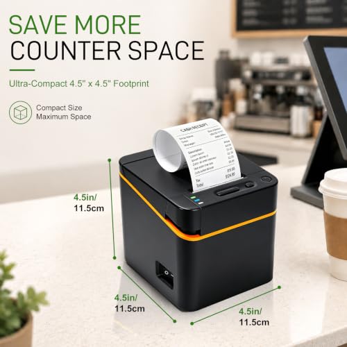 MR.BOSS 2" 1/4 Cloud Receipt Thermal Printer for iOS POS Software Cash Register with Cloud Bluetooth WiFi USB for Supermarket Restaurant Coffee Retail iPad iPhone