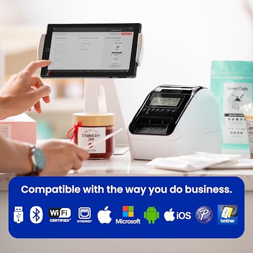 Brother QL-820NWBC Ultra Flexible Label Printer with Multiple Connectivity Options (Bundle with 2 Rolls of Genuine DK Label Tapes)