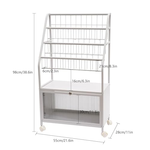 Book cartMobile Bookshelf Metal with Large Capacity, Rolling Utility Cart Heavy Duty Slim Rolling Storage Book Cart for Office, Dorm, Classroom,Living Room