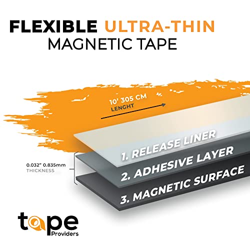 WOD MAG03-I Flexible Ultra-Thin Magnetic Tape Roll – 3 inch x 10 feet – Suitable Craft Magnets for DIY, Art Projects and Photos – Sticky Self Adhesive