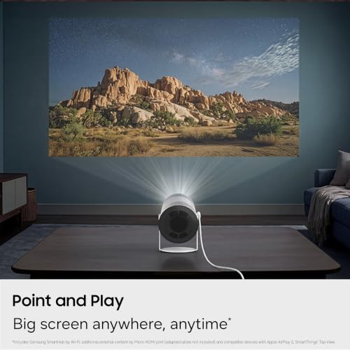 SAMSUNG 30” - 100” Class The Freestyle+ LFF3H Portable AI Smart Projector (2026 Model), FHD, On-the-Go Entertainment, Real-time Focus
