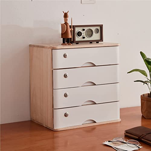 ntumLeap Wooden Desktop Storage Box with Drawers-Lockable File Organizer,Height Adjustable Monitor Stand,File Cabinet for Home Office,Solid Wood Drawer Chest,A-4 Drawer