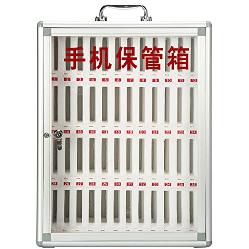 Phone Storage Box, Mobile Phone Pocket Chart Phone Holder Cabinet Storage, for Office Classroom Student Cell Phone Safe Deposit Box Mobile (Silver 48)，Silver-48
