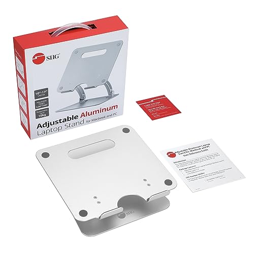SIIG Adjustable Foldable Laptop Stand, 10"-17.3", Aluminum, CE-MT2C12-S1