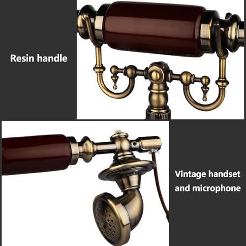 QUANGJN Retro Rotary Phones for Landline, Desk Phone, Vintage Corded Telephone with Redial & Hands-Free, for Home Office Hotel School,Brass