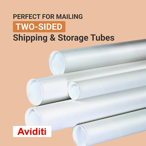 BOX USA Cardboard Tubes with Caps, 12"L x 2"W x 2"H, Pack of 50 | Poster Tube for Mailing and Storage of Blueprints, Artwork, Crafts, Long Art Holder, 12 inches