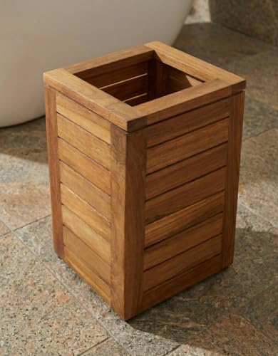 AquaTeak Spa Teak 6 Gallon Waste Basket