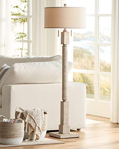 Baluster 63 1/2" Tall Coastal Rustic Pickled Wood Floor Lamp Living Room