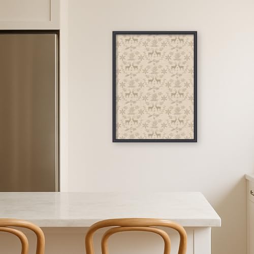 Kate and Laurel Framed Fabric Pinboard, 19x25 Christmas Reindeer Linen