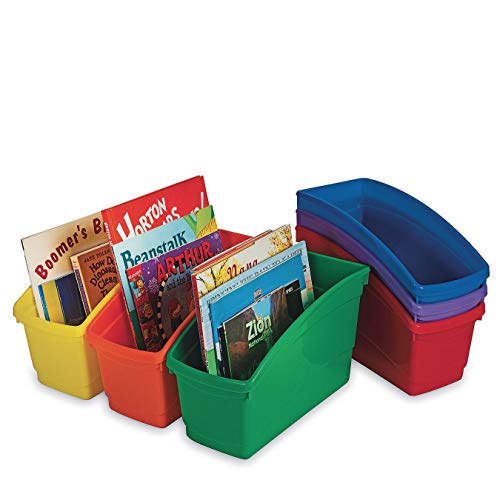 S&S Worldwide Durable Book, Magazine, File Folder, and Binder Holders – Ideal Bin for Narrow or Vertical Storage Needs– Instantly Color Code Home or Classroom, Assorted Primary Colors. Set of 6.