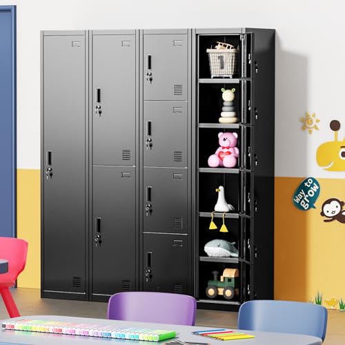 INTERGREAT 6-Door Metal Employee Lockers for Office, School & Gym,Steel Locker for Employees,Black