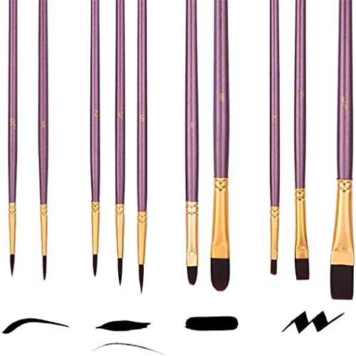 Feilx 10pcs Paint Brushes Set Painting Art Brush for Acrylic Oil Watercolor Artist Professional Painting Kits Paintbrush Sets
