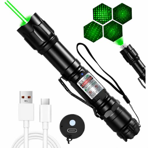 Damflew Green Laser Pointer, Type-C Charge, Laser Beam with Starry-Sky Cap