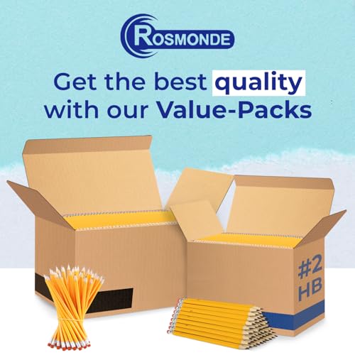 Rosmonde Pencils Bulk, 1250 Pack, Yellow Pencils, Pre Sharpened #2 Pencil