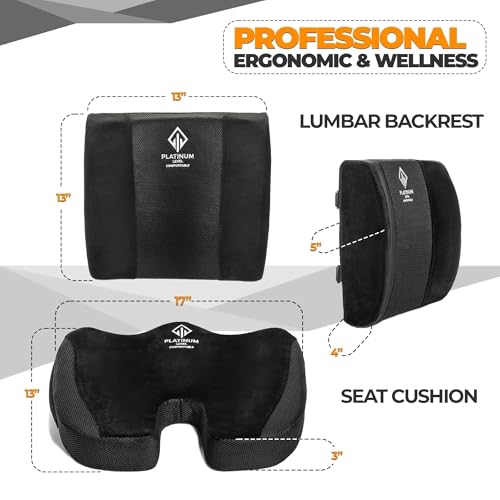 Platinum-Level Comfortable Ergonomic Memory Foam Lumbar & Seat Cushion Back,Tailbone Pain Relief