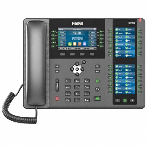 Fanvil X210 V2 Enterprise IP Phone, 20 SIP Lines, 106 DSS Keys, Built-in Bluetooth, H.264 Video, Dual Gigabit PoE, 12.7 x 11.9 x 2.8 Inches, 3.91 Pounds