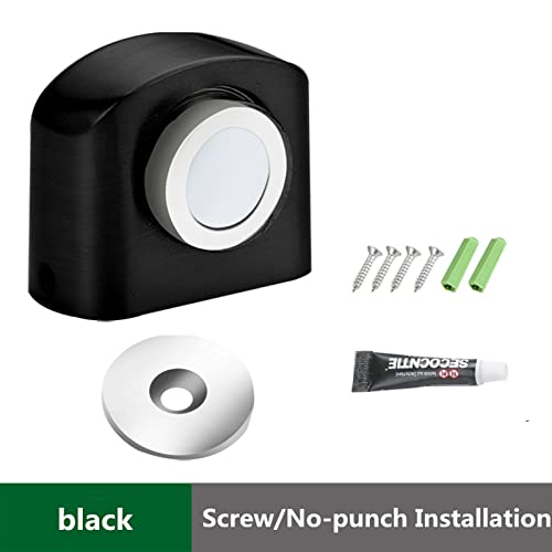 Zinc Alloy Strong Magnetic Door Stop Suction Bedroom Door Collision Door Touch Magnetic Door Stopper 1Pcs (Color : Black)