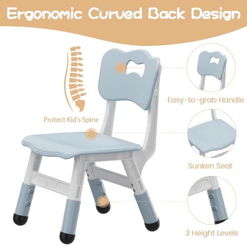 PlayfulPals Kids Chairs 2-Pack Dark Gray Adjustable Plastic Toddler Seat with Non-Slip Feet