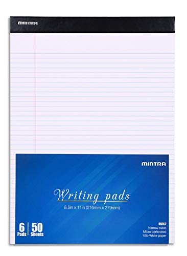 Mintra Office Legal Pads, ((xBasic, 8.5in x 11in, Narrow (White), 36pk (6-6pks))