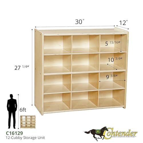 Contender 12-Cube Tray Cabinet for Organizing Children Art Supply, Kids Storage Organizer for Kindergarten Homeschool Supplies, Greenguard Gold Certified, Lime Green