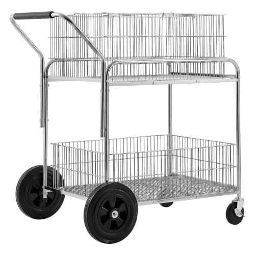 VEVOR Rolling File Cart 2-Tier Mobile Wire Mail Cart with Lockable Wheels
