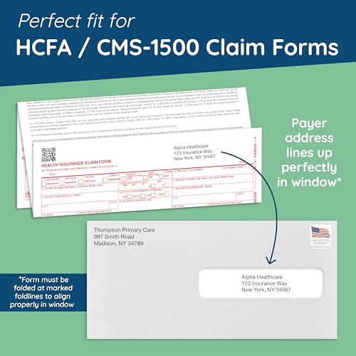 Blue Summit Supplies 500 CMS 1500 Claim Form Envelopes, Self Seal
