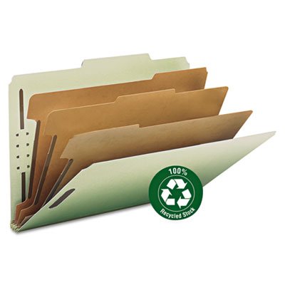 Smead 19093 Pressboard Classification Folder 3-Inch Exp. 6 Dividers Legal Gray/Green 10/Box