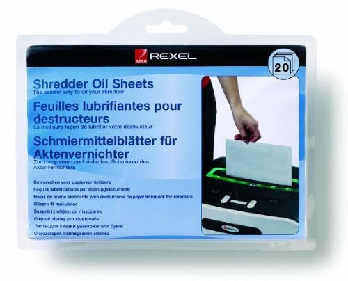 Rexel Shredder Oil Sheets, Pack of 20, A5 Size, Shredder Maintenance, 2101949, White