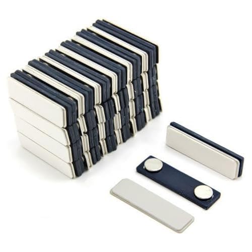 Magnet Expert® Magnetic Name Badge with Self Adhesive - Plastic Back (45mm x 13mm) (Pack of 50)
