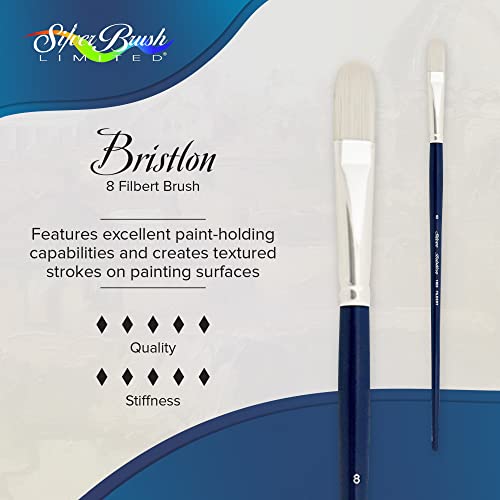 Silver Brush Limited Bristlon Filbert Oil and Acrylic Paintbrush, Size 8