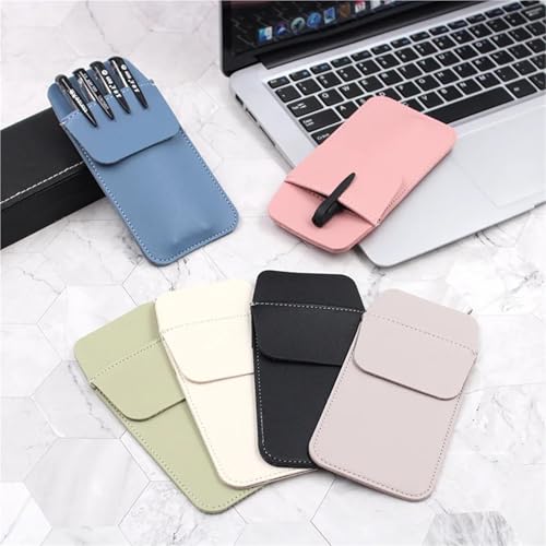 Pocket Protector 12pcs Leather Multicolor Nurse Pen Bag Portable Doctor Pocket Fixed Clip Gift Casual Style Universal Gender Leather Logo For Shirts Pants Lab Coats Nurses(Black)