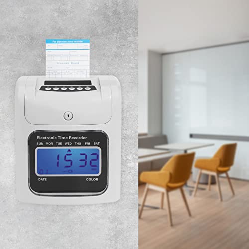 Ficwzw Calculating Time Clock, Small Business Punch Pak, Electronic Time Clocks, Check in and Out Machine for Employees, Up to 50 Employees, Includes 50 Time Cards and 1 Security Key