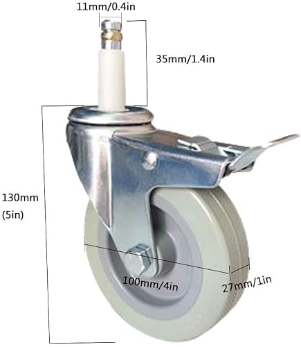 MXXADHPL Office castors Caster Wheels 4 Inch Plastic Plunger Dining Car Wheel Load 280kg Mount Stainless Steel Hotel Meal Wheel