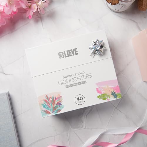 BLIEVE Bible Highlighters No Bleed, Pastel Colors, Dual Tip, 40 Pack