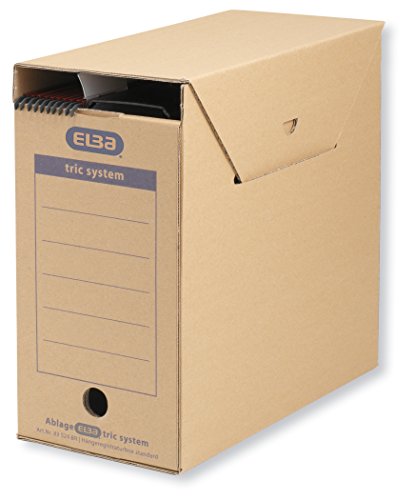 Elba Standard 83524 Hanging Filing Box for Systematic Filing with Tabs Tric System 6 Piece Set Natural Brown