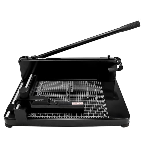 Heavy Duty Paper Cutter for A4 Paper,12'' 400 Sheets Capacity Guillotine Paper Cutter,Solid Steel Construction Stack Paper Trimmer for Office,Commercial Use,Double Safety Protection,Black (A4 12 Inch)