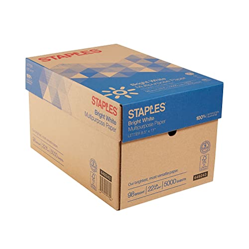 Staples Multipurpose Paper, 8.5x11 Inch, 22 lb., 98 Bright, 10 Reams