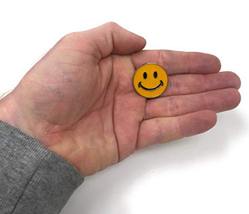 Bulk Deluxe 50 Pack of Happy Face Lapel Pins - Enamel on Zinc Alloy with Rubber Backing